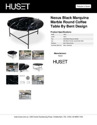 Tear Sheet: Nexus Black Marquina Marble Round Coffee Table by Bent Design