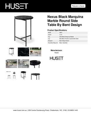Tear Sheet: Nexus Black Marquina Marble Round Side Table by Bent Design