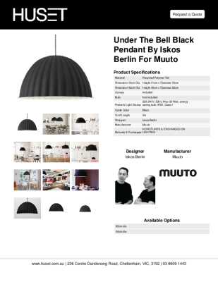 Tear Sheet: Under The Bell Black Pendant by Iskos Berlin for Muuto