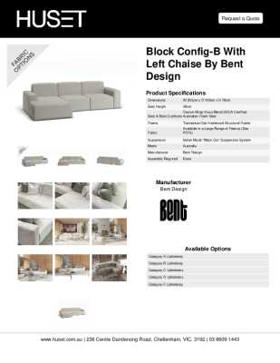 Tear Sheet: Block Config-B with Left Chaise by Bent Design
