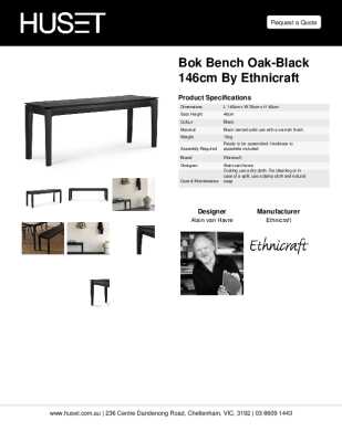 Tear Sheet: Bok Bench Oak-Black 146cm by Ethnicraft