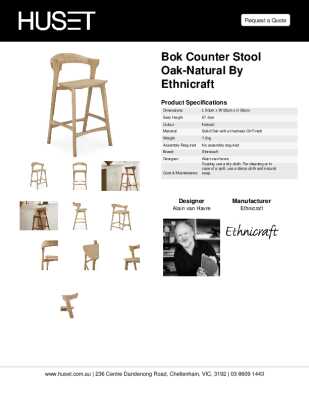 Tear Sheet: Bok Counter Stool Oak-Natural by Ethnicraft