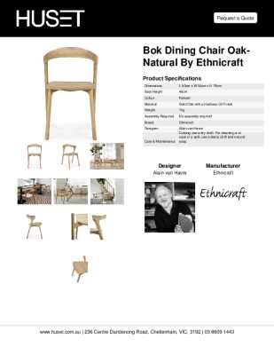 Tear Sheet: Bok Dining Chair Oak-Natural by Ethnicraft