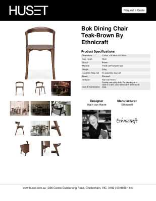 Tear Sheet: Bok Dining Chair Teak-Brown by Ethnicraft