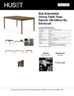 Tear Sheet: Bok Extendable Dining Table Teak-Natural 180-280cm by Ethnicraft