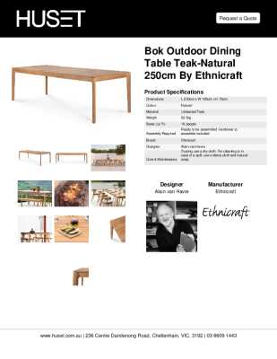 Tear Sheet: Bok Outdoor Dining Table Teak-Natural 250cm by Ethnicraft