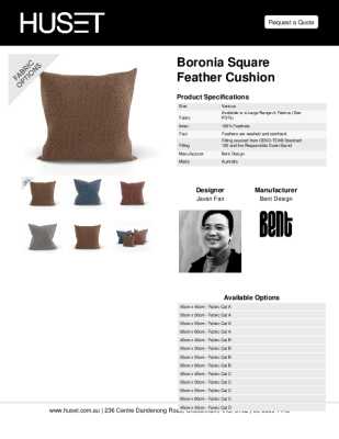 Tear Sheet: Boronia Square Feather Cushion