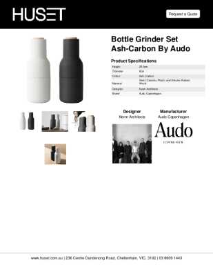 Tear Sheet: Bottle Grinder Set Ash-Carbon by Audo