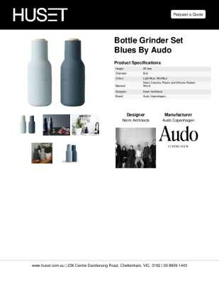 Tear Sheet: Bottle Grinder Set Blues by Audo