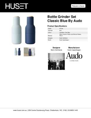 Tear Sheet: Bottle Grinder Set Classic Blue by Audo