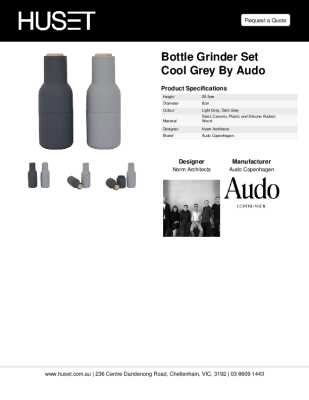 Tear Sheet: Bottle Grinder Set Cool Grey by Audo