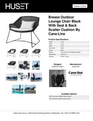 Tear Sheet: Breeze Outdoor Lounge Chair Black With Seat & Back Scatter Cushion by Cane-line