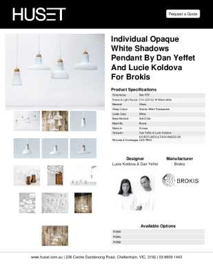 Tear Sheet: Individual Opaque White Shadows Pendant by Dan Yeffet and Lucie Koldova for Brokis