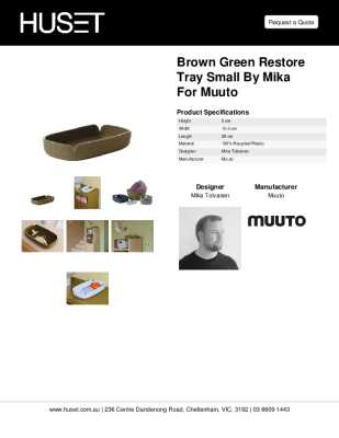 Tear Sheet: Brown Green Restore Tray Small by Mika for Muuto 