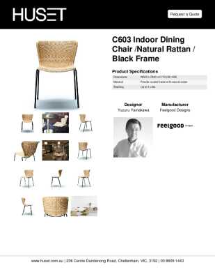Tear Sheet: C603 Indoor Dining Chair /Natural Rattan / Black Frame