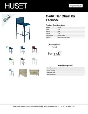 Tear Sheet: Cadiz Bar Chair by Fermob