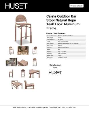Tear Sheet: Calete Outdoor Bar Stool Natural Rope Teak Look Aluminum Frame
