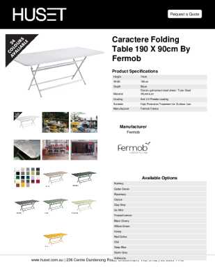 Tear Sheet: Caractere Folding Table 190 x 90cm by Fermob