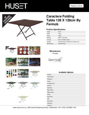 Tear Sheet: Caractere Folding Table 128 x 128cm by Fermob