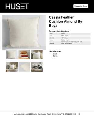 Tear Sheet: Cassia Feather Cushion Almond by Baya