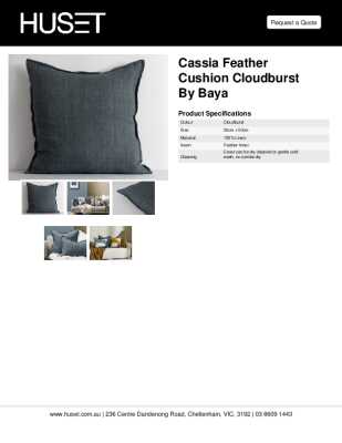 Tear Sheet: Cassia Feather Cushion Cloudburst by Baya