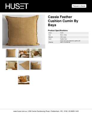 Tear Sheet: Cassia Feather Cushion Cumin by Baya