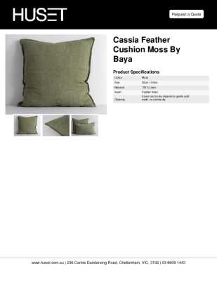 Tear Sheet: Cassia Feather Cushion Moss by Baya