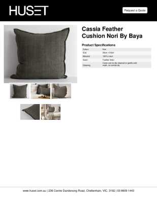 Tear Sheet: Cassia Feather Cushion Nori by Baya
