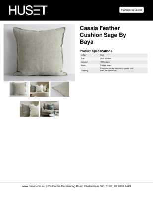 Tear Sheet: Cassia Feather Cushion Sage by Baya