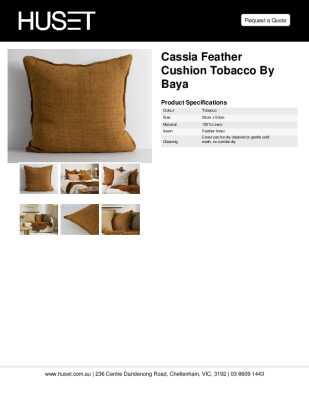 Tear Sheet: Cassia Feather Cushion Tobacco by Baya