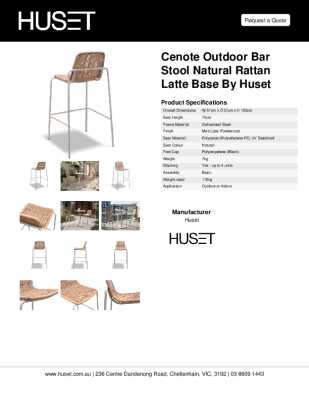 Tear Sheet: Cenote Outdoor Bar Stool Natural Rattan Latte Base by Huset