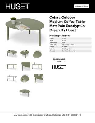 Tear Sheet: Cetara Outdoor Medium Coffee Table Matt Pale Eucalyptus Green by Huset