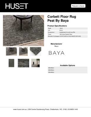 Tear Sheet: Corbett Floor Rug Peat by Baya