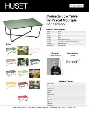 Tear Sheet: Croisette Low Table by Pascal Mourgue for Fermob