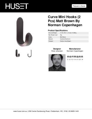 Tear Sheet: Curve Mini Hooks (2 pcs) Matt Brown by Norman Copenhagen 
