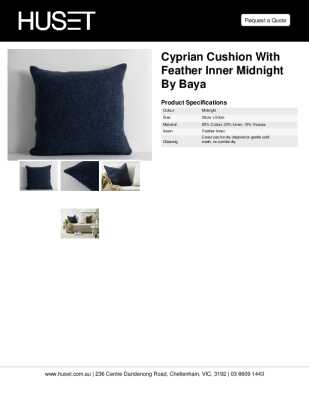 Tear Sheet: Cyprian Cushion with Feather Inner Midnight by Baya