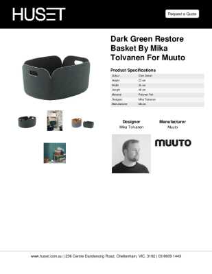 Tear Sheet: Dark Green Restore Basket by Mika Tolvanen for Muuto