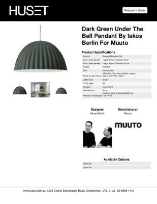 Tear Sheet: Dark Green Under The Bell Pendant by Iskos Berlin for Muuto