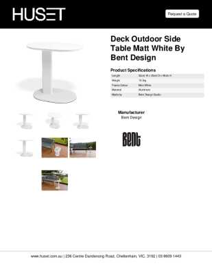 Tear Sheet: Deck Outdoor Side Table Matt White by Bent Design