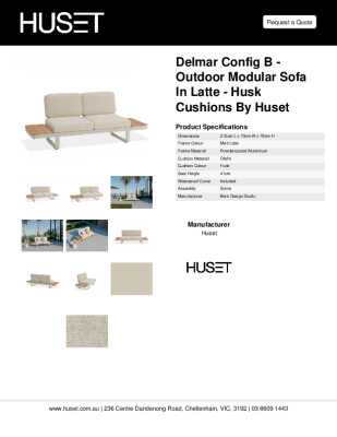Tear Sheet: Delmar Config B - Outdoor Modular Sofa in Latte - Husk Cushions by Huset