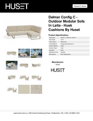 Tear Sheet: Delmar Config C - Outdoor Modular Sofa in Latte - Husk Cushions by Huset