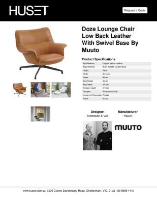 Tear Sheet: Doze Lounge Chair Low Back Leather with Swivel Base by Muuto