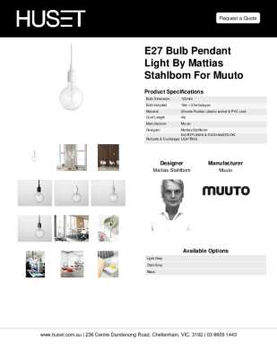Tear Sheet: E27 Bulb Pendant Light by Mattias Stahlbom for Muuto 