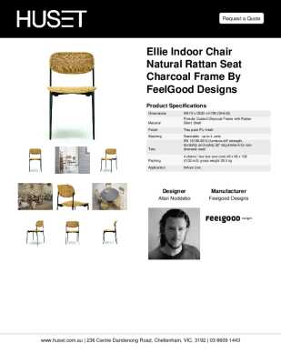 Tear Sheet: Ellie Indoor Chair Natural Rattan Seat Charcoal Frame by FeelGood Designs
