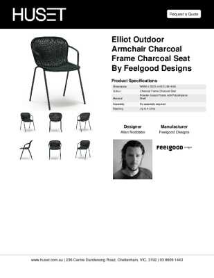 Tear Sheet: Elliot Outdoor Armchair Charcoal Frame Charcoal Seat by Feelgood Designs