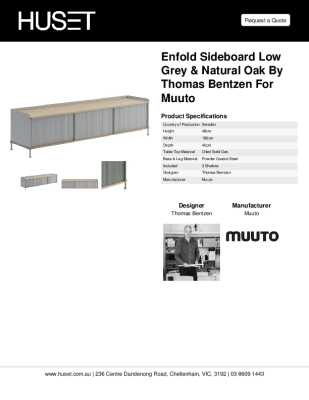 Tear Sheet: Enfold Sideboard 186cm Grey & Natural Oak by Muuto