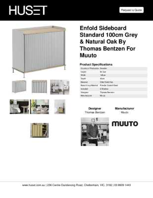 Tear Sheet: Enfold Sideboard 100cm Grey & Natural Oak by Muuto