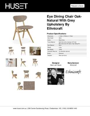 Tear Sheet: Eye Dining Chair Oak-Natural with Grey Upholstery by Ethnicraft