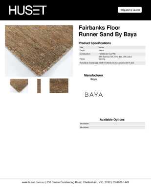 Tear Sheet: Fairbanks Floor Runner Sand by Baya