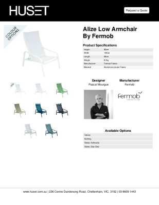 Tear Sheet: Alize Low Armchair by Fermob 